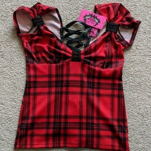 FINAL PRICE NEW Demi Loon Red Plaid Pinup Small